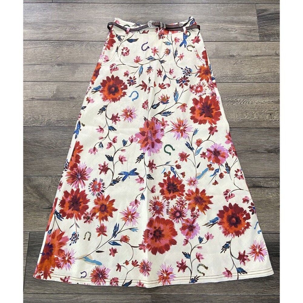 NWOT Dorothee Schumacher Skirt Belt A Line Western Floral Linen Size 2 Small New
